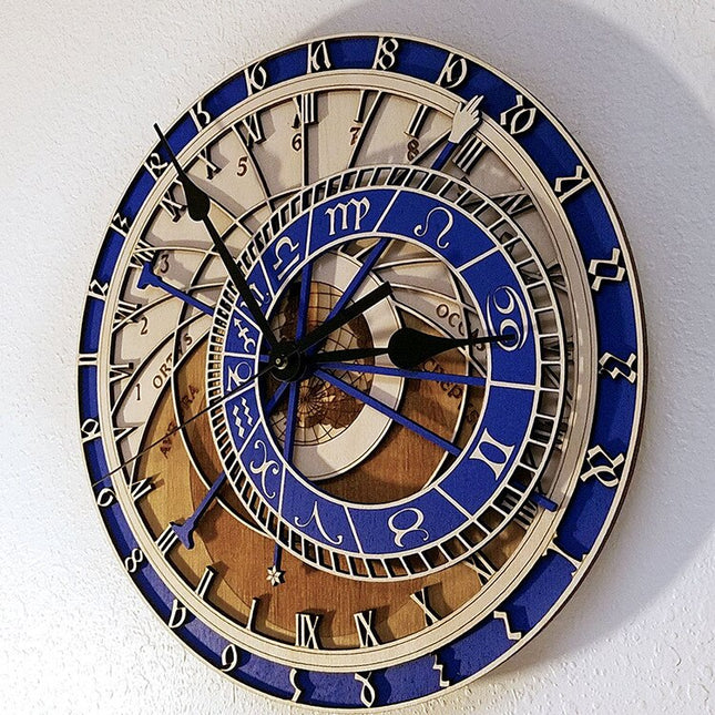 Orologio da parete astronomico blu legno
