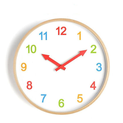 Orologio parete legno numeri colorati
