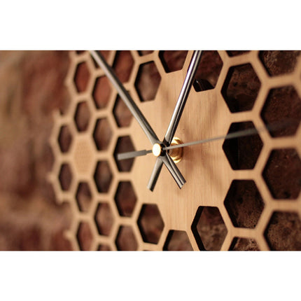 Orologio da parete legno design nido d'ape