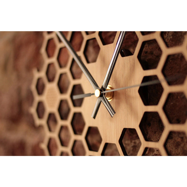 Orologio da parete legno design nido d'ape