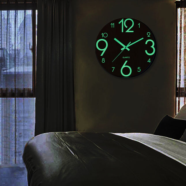 Orologio da parete legno numeri fluorescenti