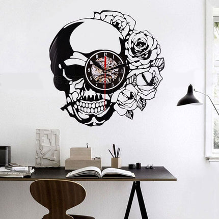 Orologio in vinile steampunk con teschio