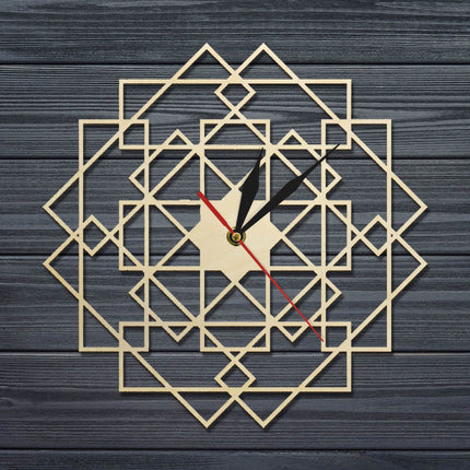 Orologio da parete geometrico in legno traforato