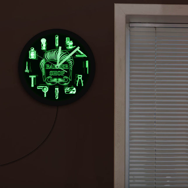 Orologio luminoso LED per barber shop