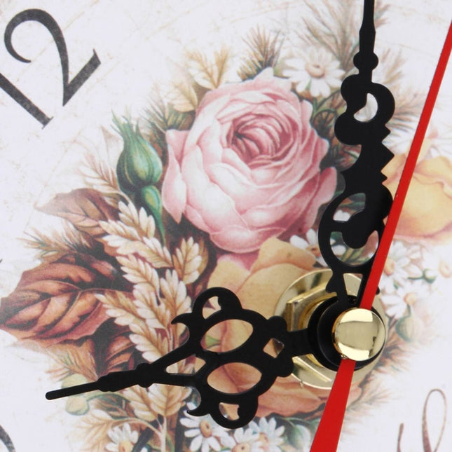 Orologio da parete in legno floreale shabby