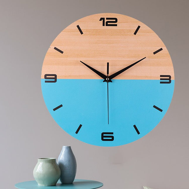 Orologio da parete in legno bicolore blu