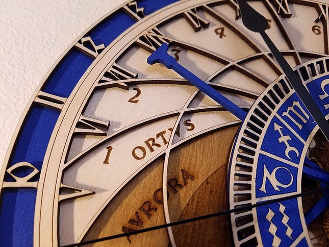 Orologio da parete astronomico blu legno