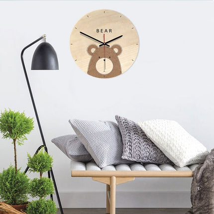 Orologio da parete legno orso per bambini