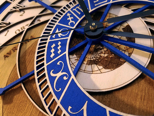 Orologio da parete astronomico blu legno