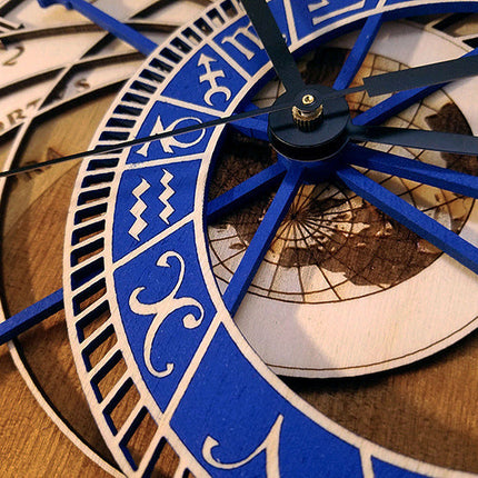 Orologio da parete astronomico blu legno