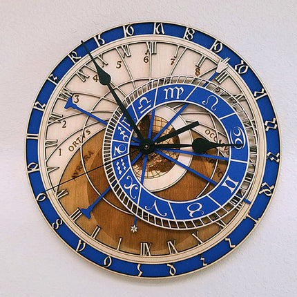 Orologio da parete astronomico blu legno