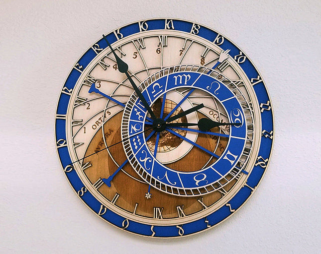 Orologio da parete astronomico blu legno