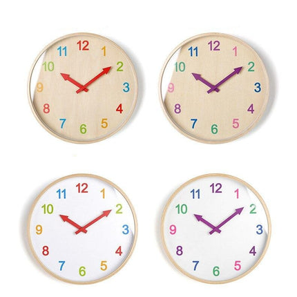 Orologio parete legno numeri colorati