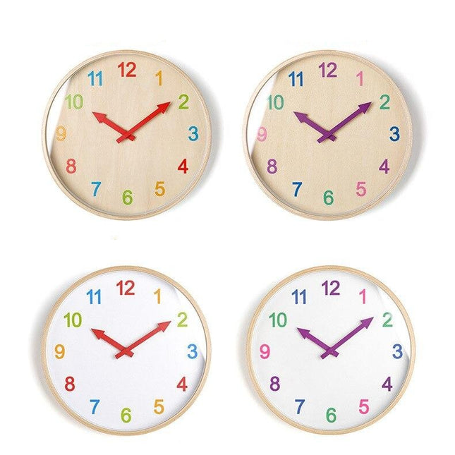 Orologio parete legno numeri colorati