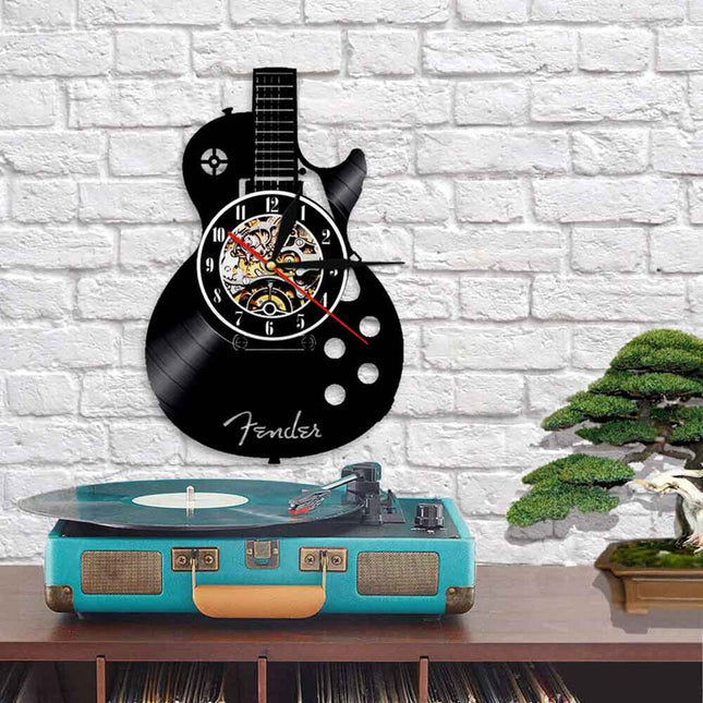 Orologio vinile a forma di chitarra