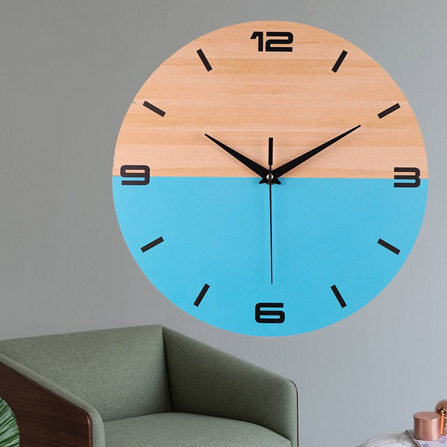 Orologio da parete in legno bicolore blu