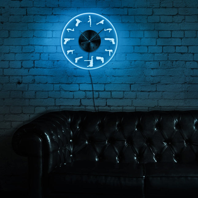 Orologio da parete luminoso tema pistole