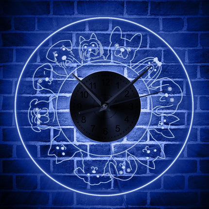Orologio da parete LED con cani