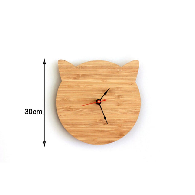 Orologio in legno a forma di gatto