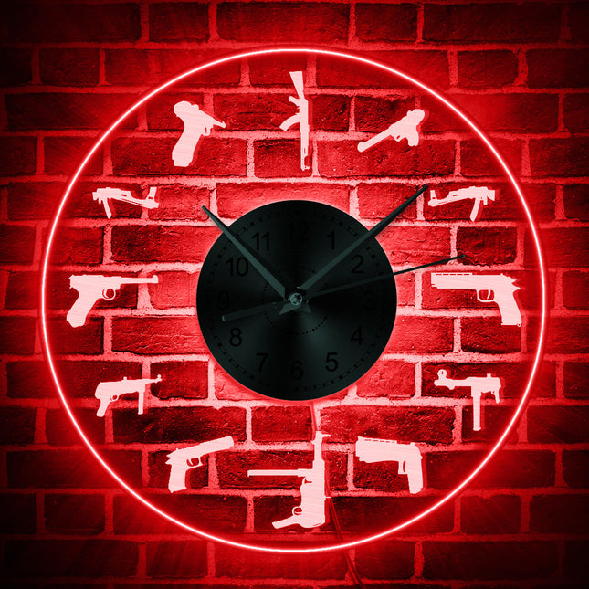 Orologio da parete luminoso tema pistole