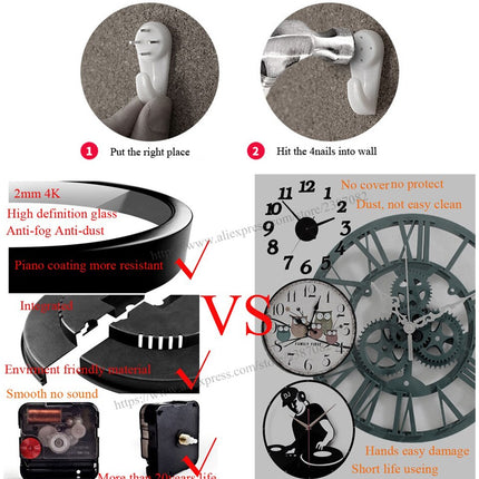 Orologio da parete arancione con dinosauro