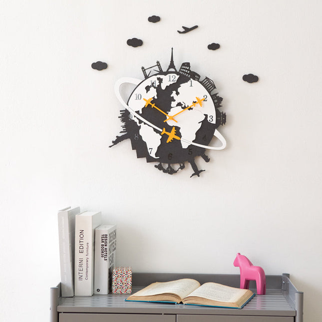 Orologio parete design giro del mondo