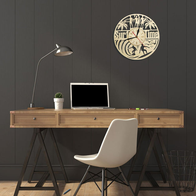 Orologio da parete legno intagliato tema surf