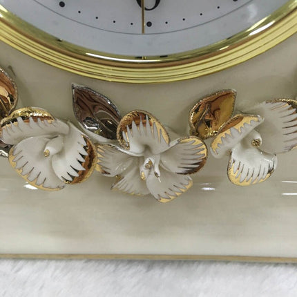 Orologio da tavolo classico bianco decori floreali