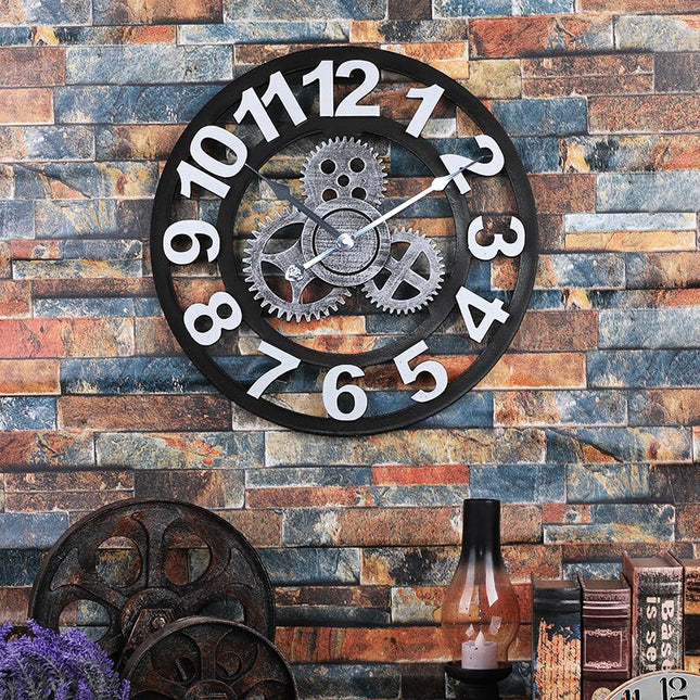 Orologio da parete industrial con ingranaggi