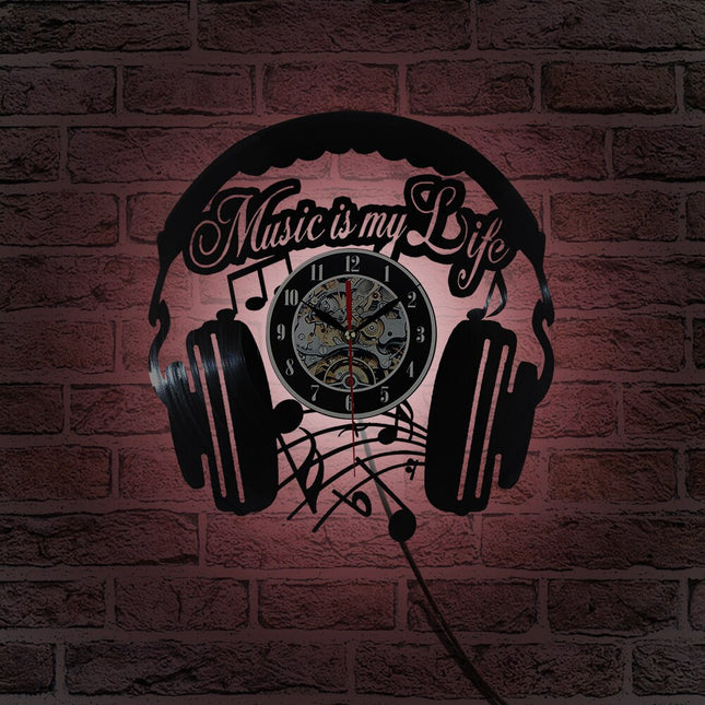 Orologio da parete vinile design cuffie