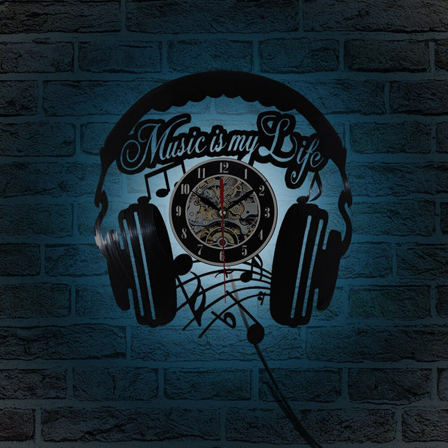 Orologio da parete vinile design cuffie