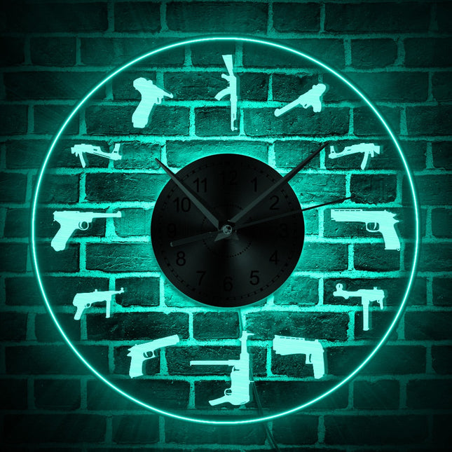 Orologio da parete luminoso tema pistole