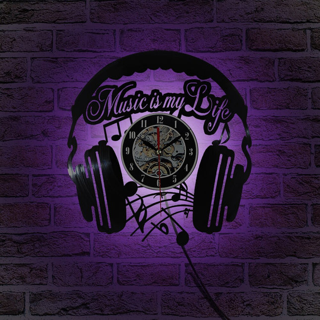 Orologio da parete vinile design cuffie