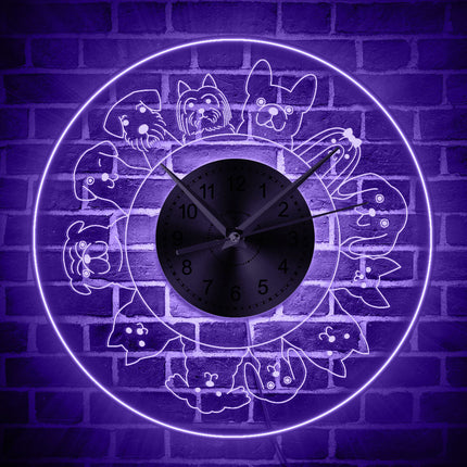 Orologio da parete LED con cani