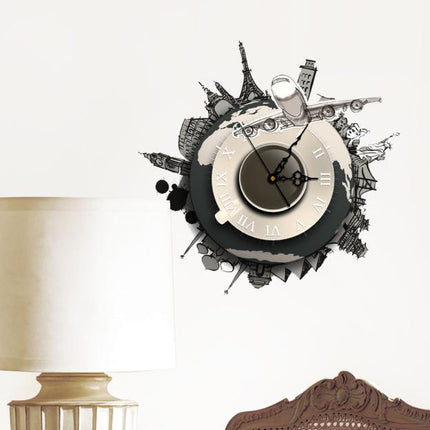 Orologio da parete design mappamondo monumenti