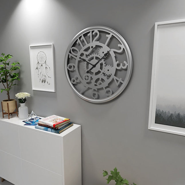 Orologio da parete con ingranaggi a vista