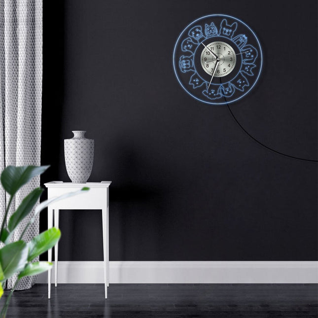 Orologio da parete LED con cani