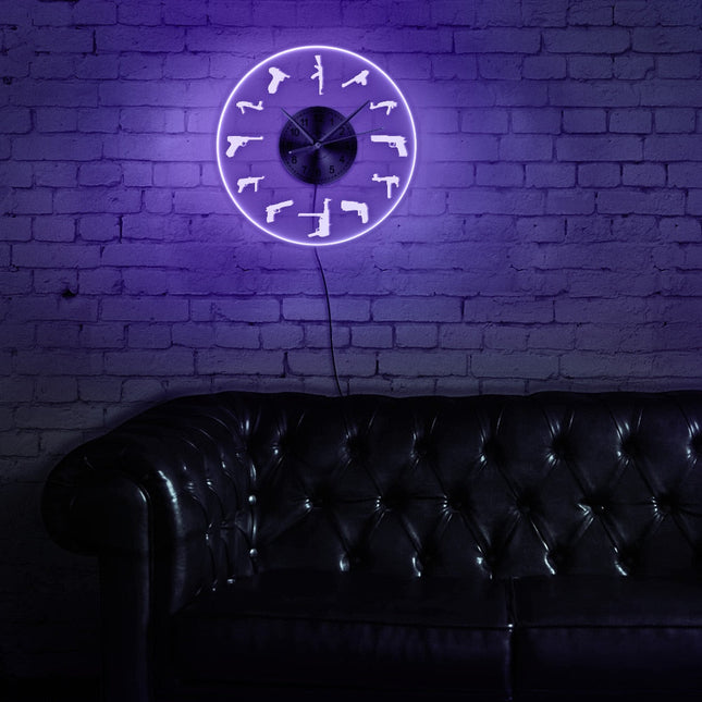 Orologio da parete luminoso tema pistole