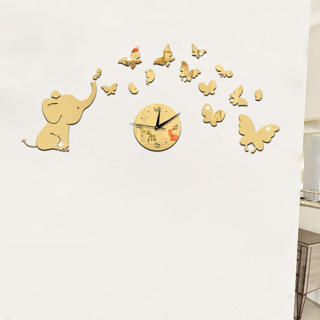 Orologio da parete adesivo elefante specchio