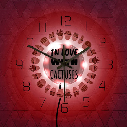Orologio da parete a LED cactus
