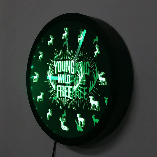 Orologio da parete LED tema cervo