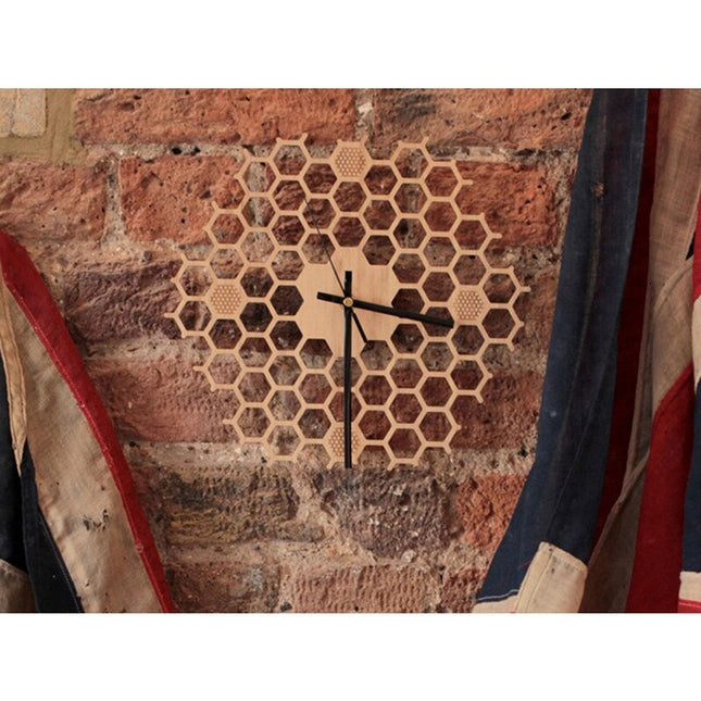 Orologio da parete legno design nido d'ape