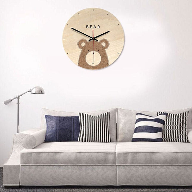 Orologio da parete legno orso per bambini