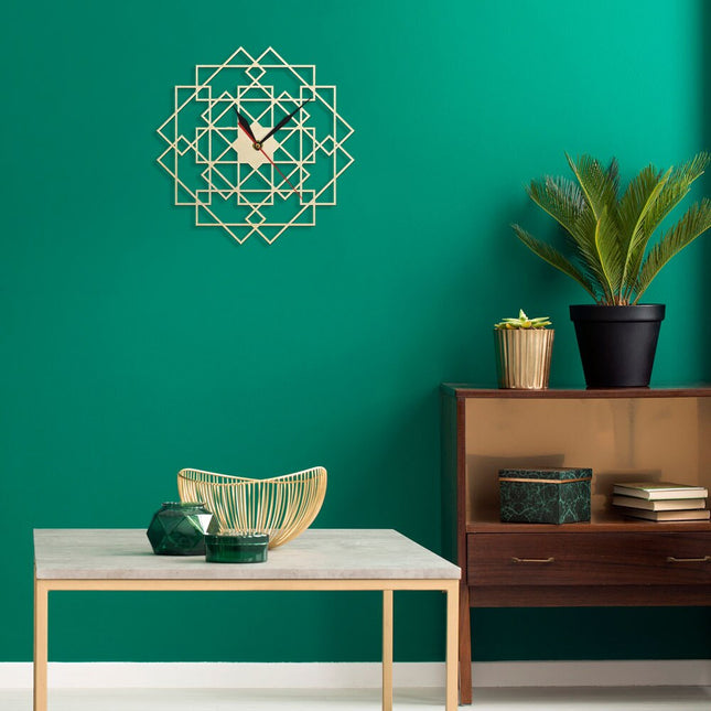 Orologio da parete geometrico in legno traforato