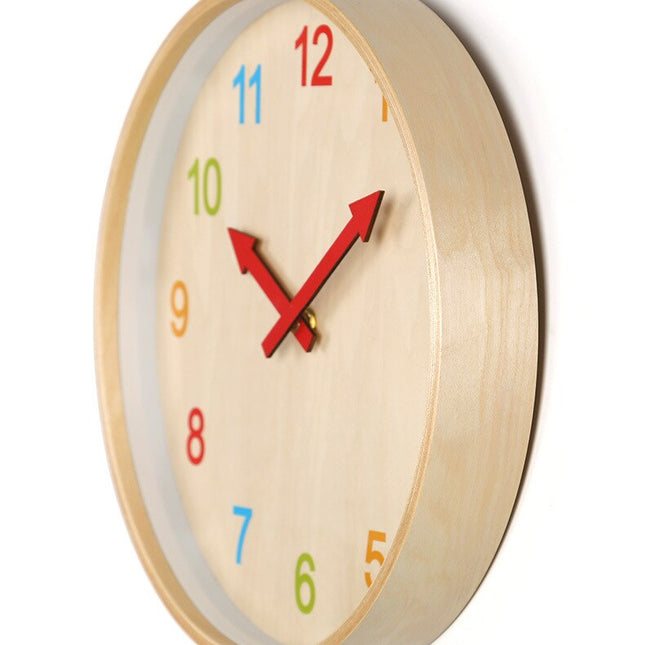 Orologio parete legno numeri colorati
