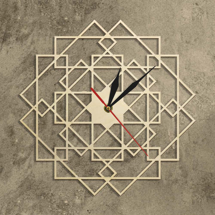 Orologio da parete geometrico in legno traforato
