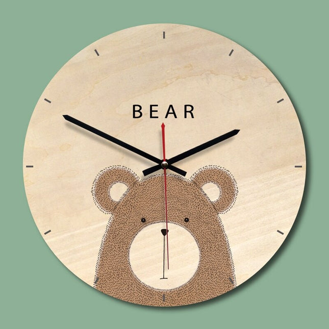 Orologio da parete legno orso per bambini