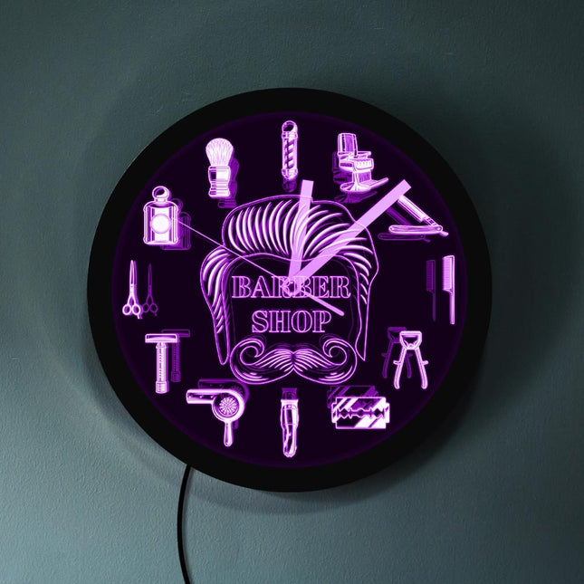Orologio luminoso LED per barber shop