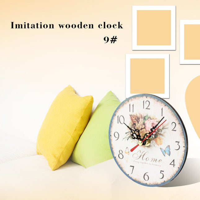 Orologio da parete in legno floreale shabby
