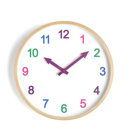 Orologio parete legno numeri colorati